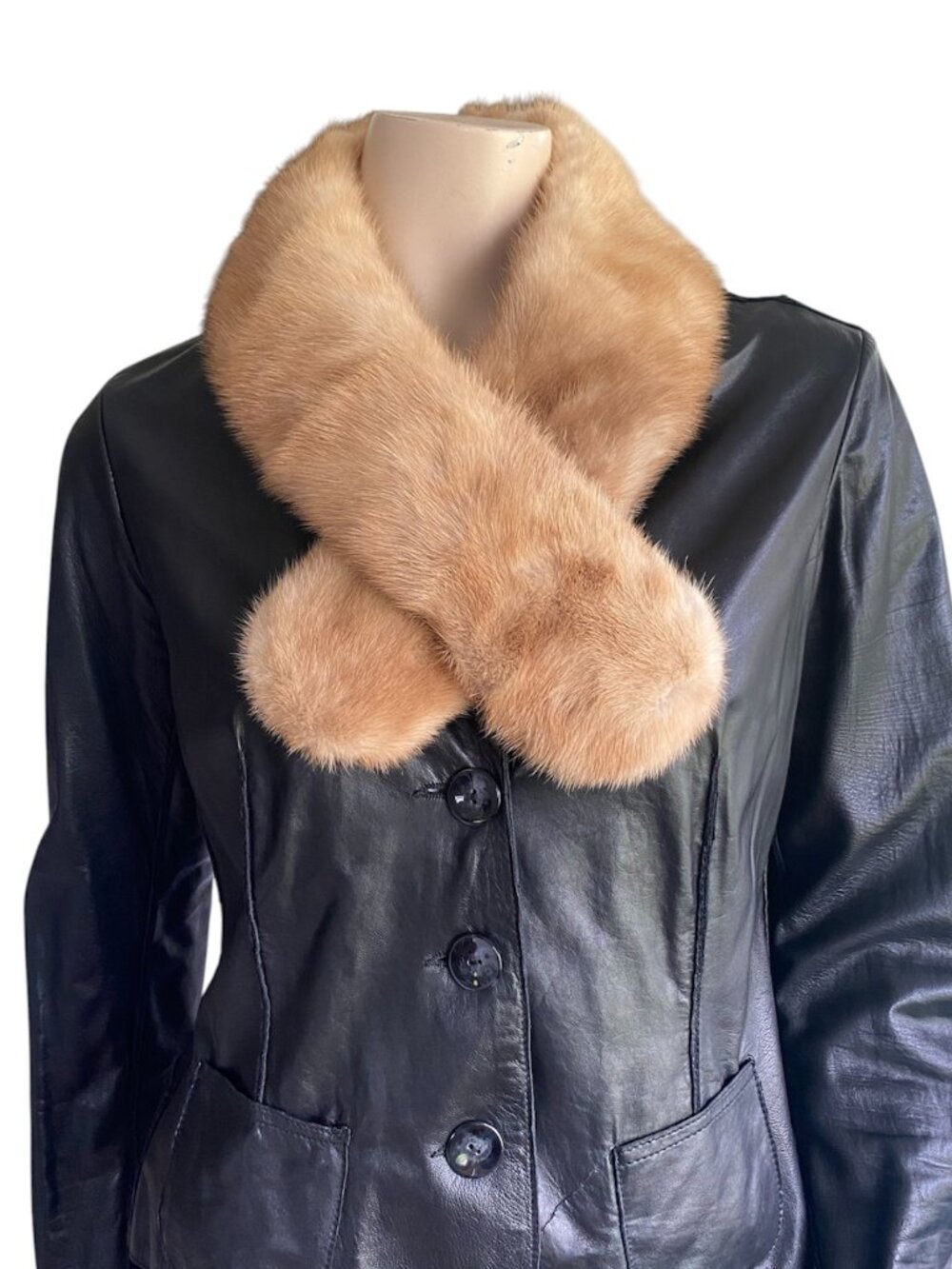 VTG Real Pastel Mink FurMink Fur Detachable Collar Pull Through Scarf Collar